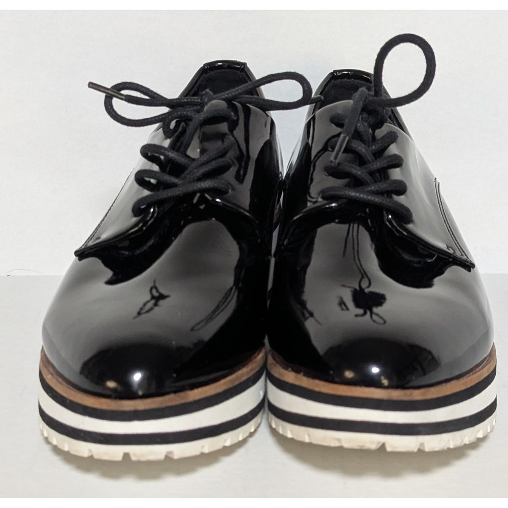 Aldo Women's Ereillan Oxfords Black Size 6.5M Faux Patent Leather Lace Ups - Picture 5 of 10